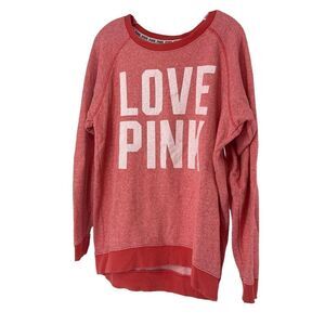 PINK Victorias Secret Sweatshirt Red Relaxed Fit Longline Athleisure Size Small